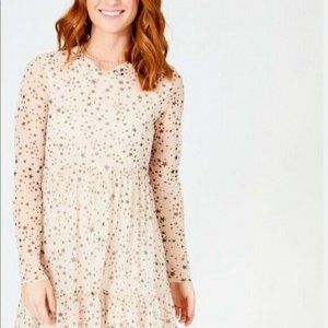 Altar'd State Womens Dress S Beige Stars Glitter